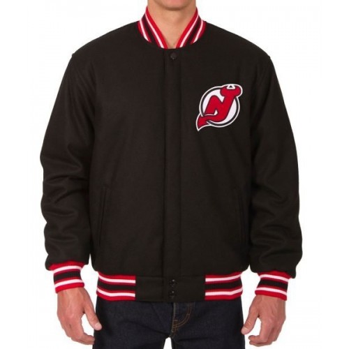 New Jersey Devils Varsity Black Wool Jacket